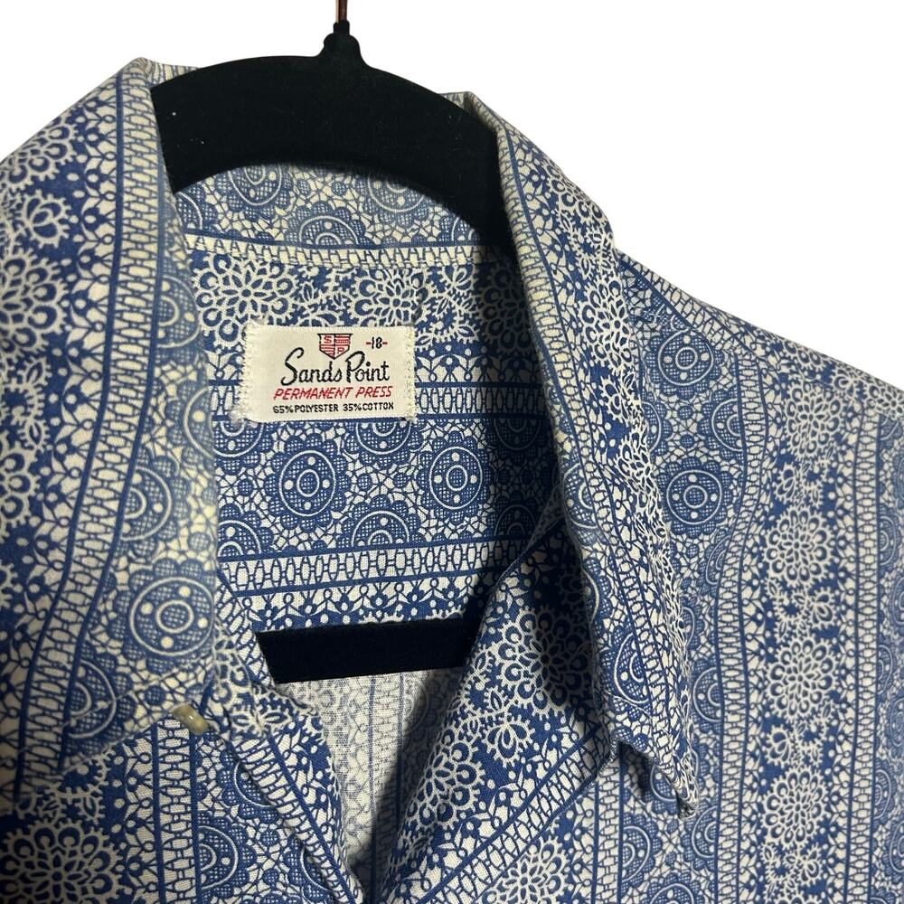 Vtg Sands Point Blue White Medallion Print Size 1… - image 2